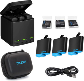 کیت 3 باتری و شارژر 3 اسلات TELESIN برای GoPro Hero 8/7/6/5 Black با کیف حمل